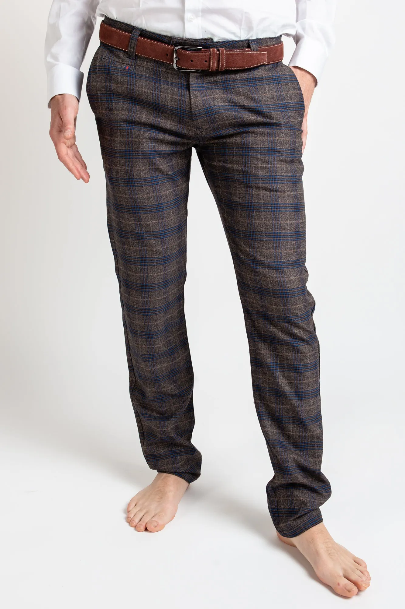 Trousers - Checkered Brown