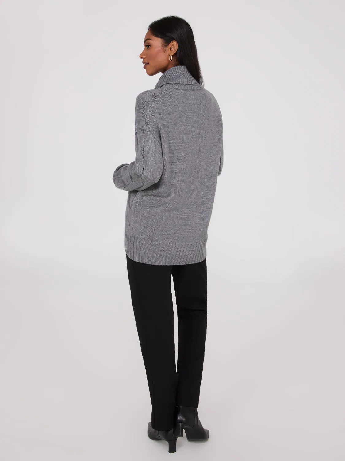 Twisted Cable Knit Turtleneck Sweater