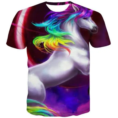 Unicorn T shirts Men Rainbow T shirts Funny Animal T-shirts 3d Cartoon Tshirts Casual Harajuku Shirt Print Short Sleeve summer