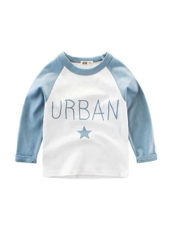 Urban Color Block Cotton Tee Sports Long-sleeve Top