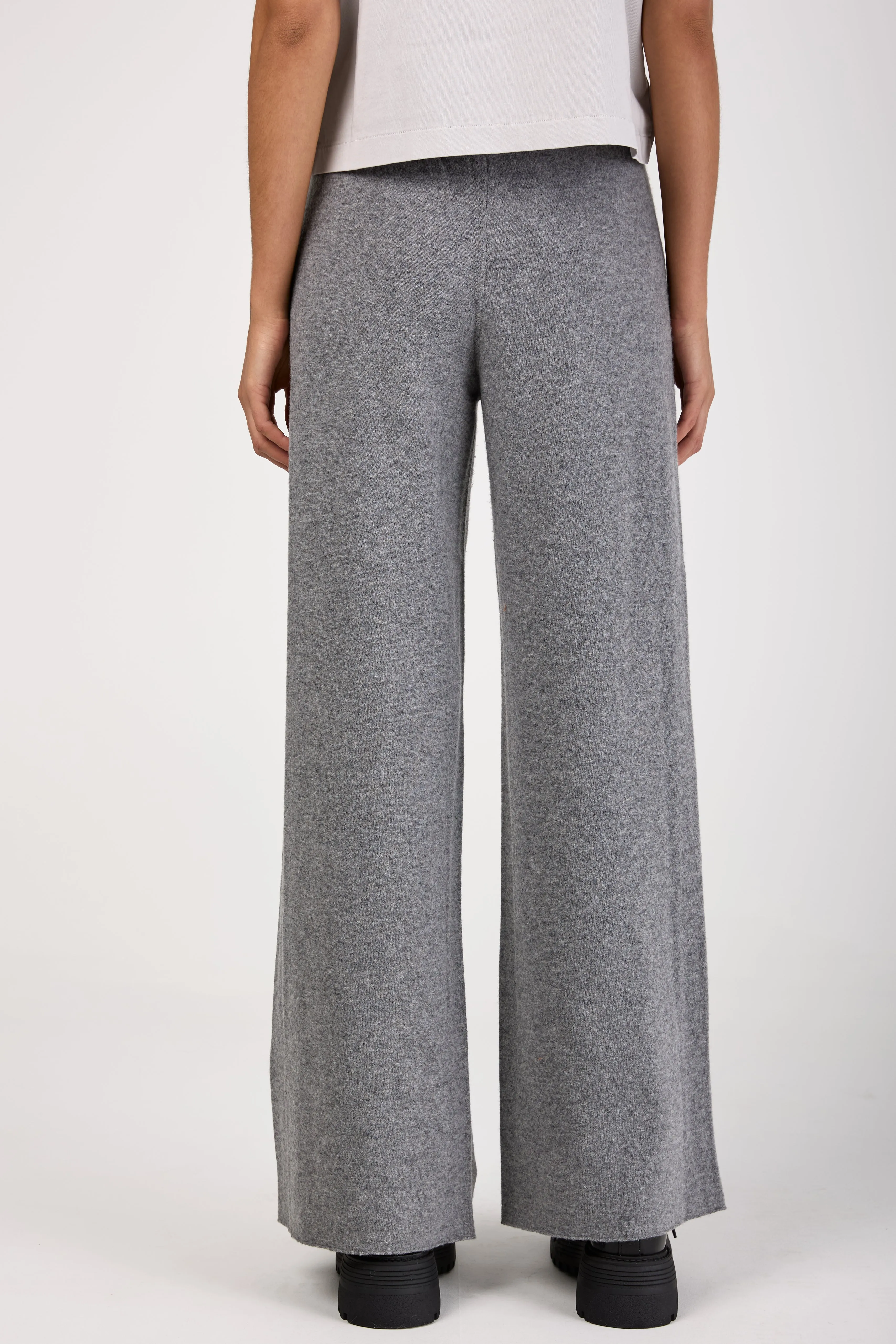 Virgin Wool Felt Wide Leg Pant in Grey