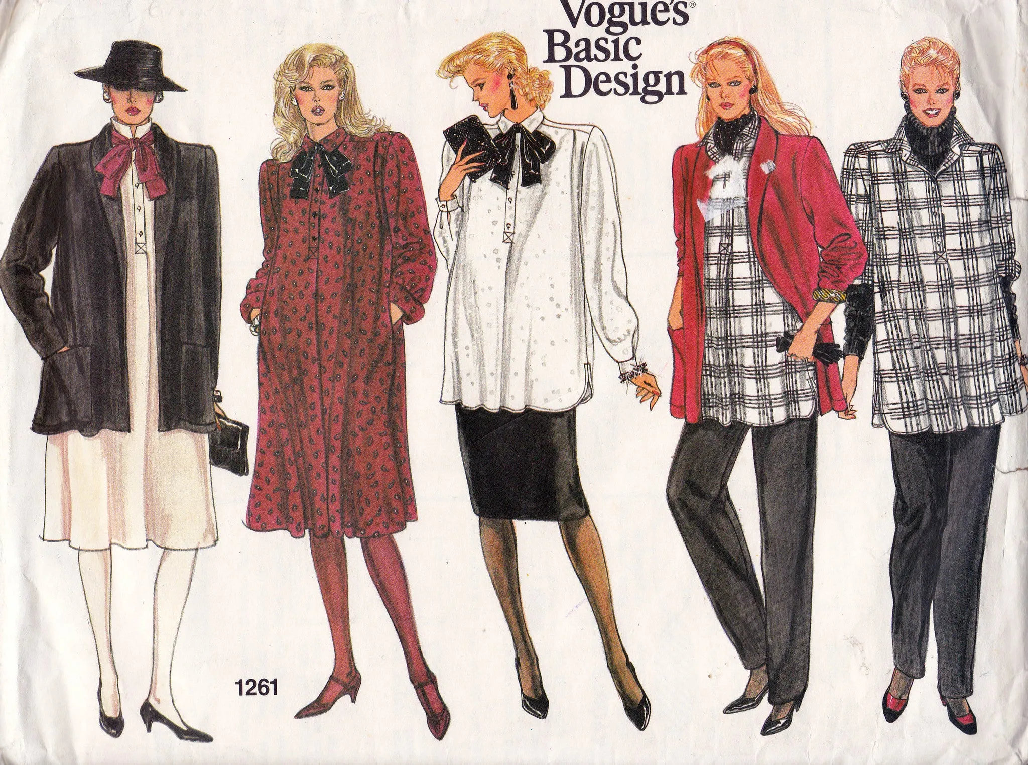 Vogue Basic Design 1261 Womens Maternity Dress Jacket Top Pants & Skirt 1980s Vintage Sewing Pattern Size 6 - 10