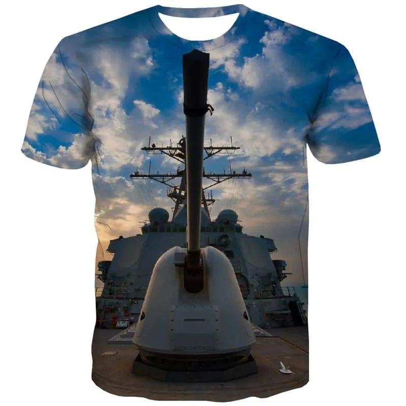 War T shirts Men Military Shirt Print Cloud Tshirts Casual Landscape T shirts Funny