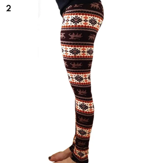 Wjczt 2022 Christmas Print Women&#39;s Leggings High Waist Leggings Happy New Years Party Long Pants Fashion Ladies Xmas Trousers Pants