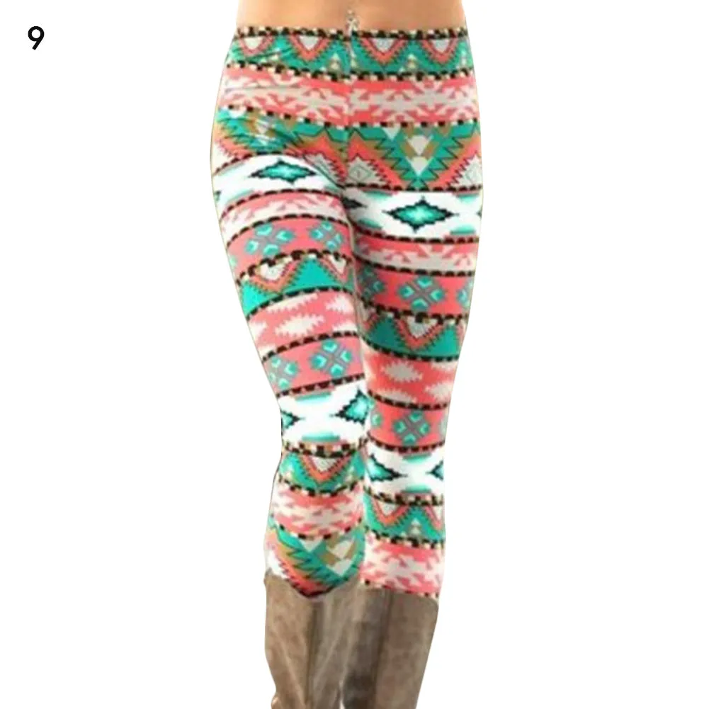 Wjczt 2022 Christmas Print Women&#39;s Leggings High Waist Leggings Happy New Years Party Long Pants Fashion Ladies Xmas Trousers Pants