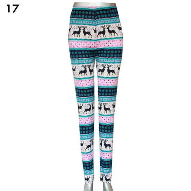 Wjczt 2022 Christmas Print Women&#39;s Leggings High Waist Leggings Happy New Years Party Long Pants Fashion Ladies Xmas Trousers Pants