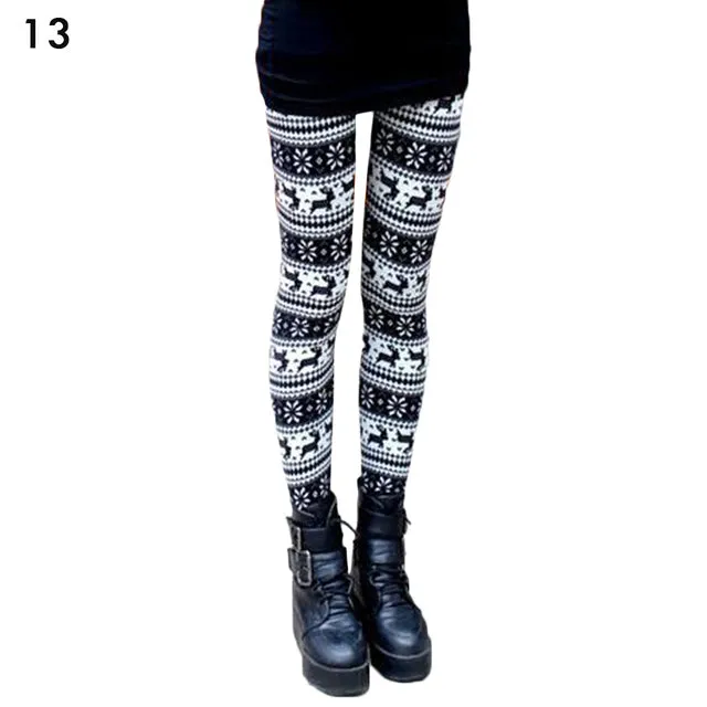 Wjczt 2022 Christmas Print Women&#39;s Leggings High Waist Leggings Happy New Years Party Long Pants Fashion Ladies Xmas Trousers Pants