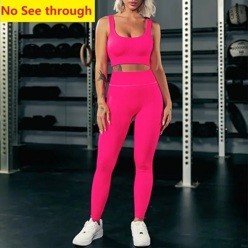 Women workout pants suit sports apparel, women & yoga clothing, and home wear clothes. Activewear seamless yoga gym fitness set