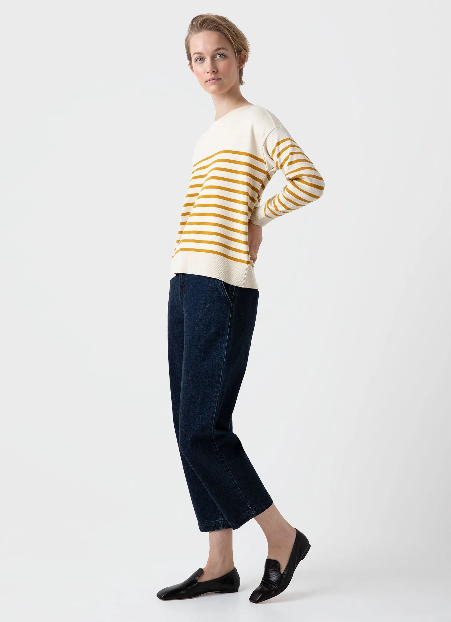 Women's Breton Stripe Jumper in Ecru/Cider