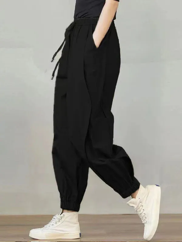 Women's Cotton Capri Fashion Designer Cargo High Waist Pants