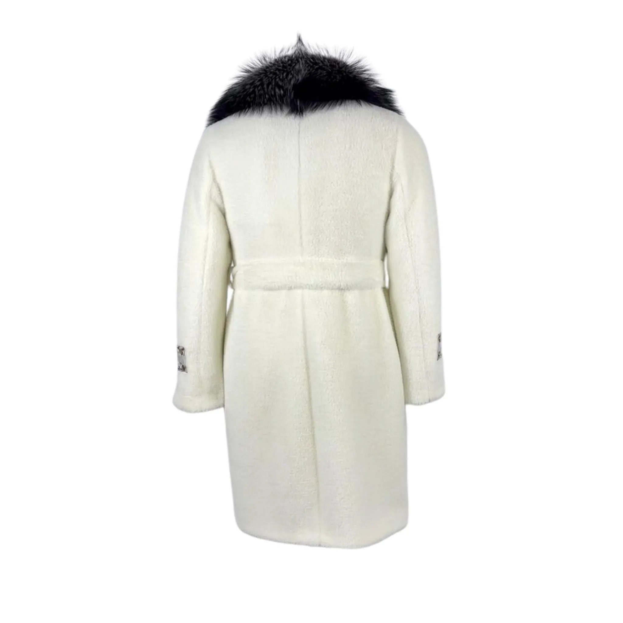 Women's Wool Coat with Silver Fox / Python Lapel Style #  VS - 150