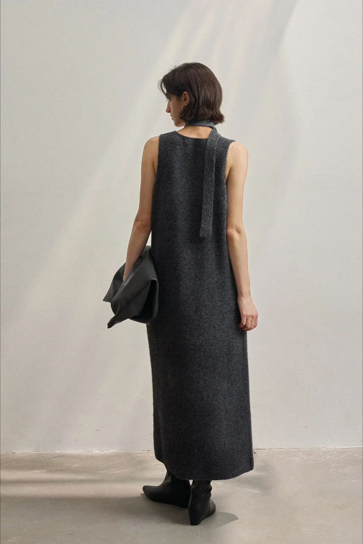 Wool containing versatile dress with a belt | 3 color