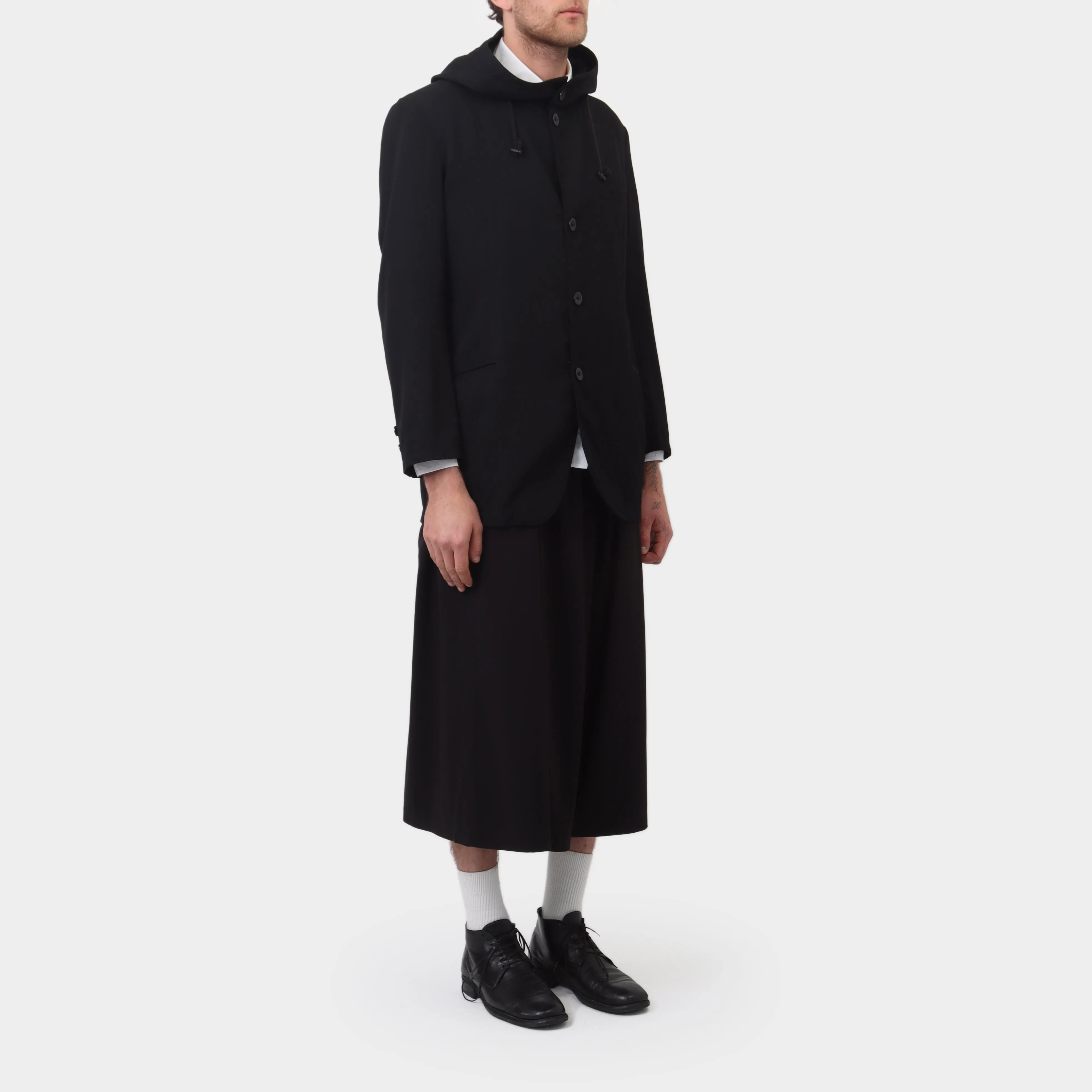 Y's Yohji Yamamoto Hooded Cotton / Wool Coat