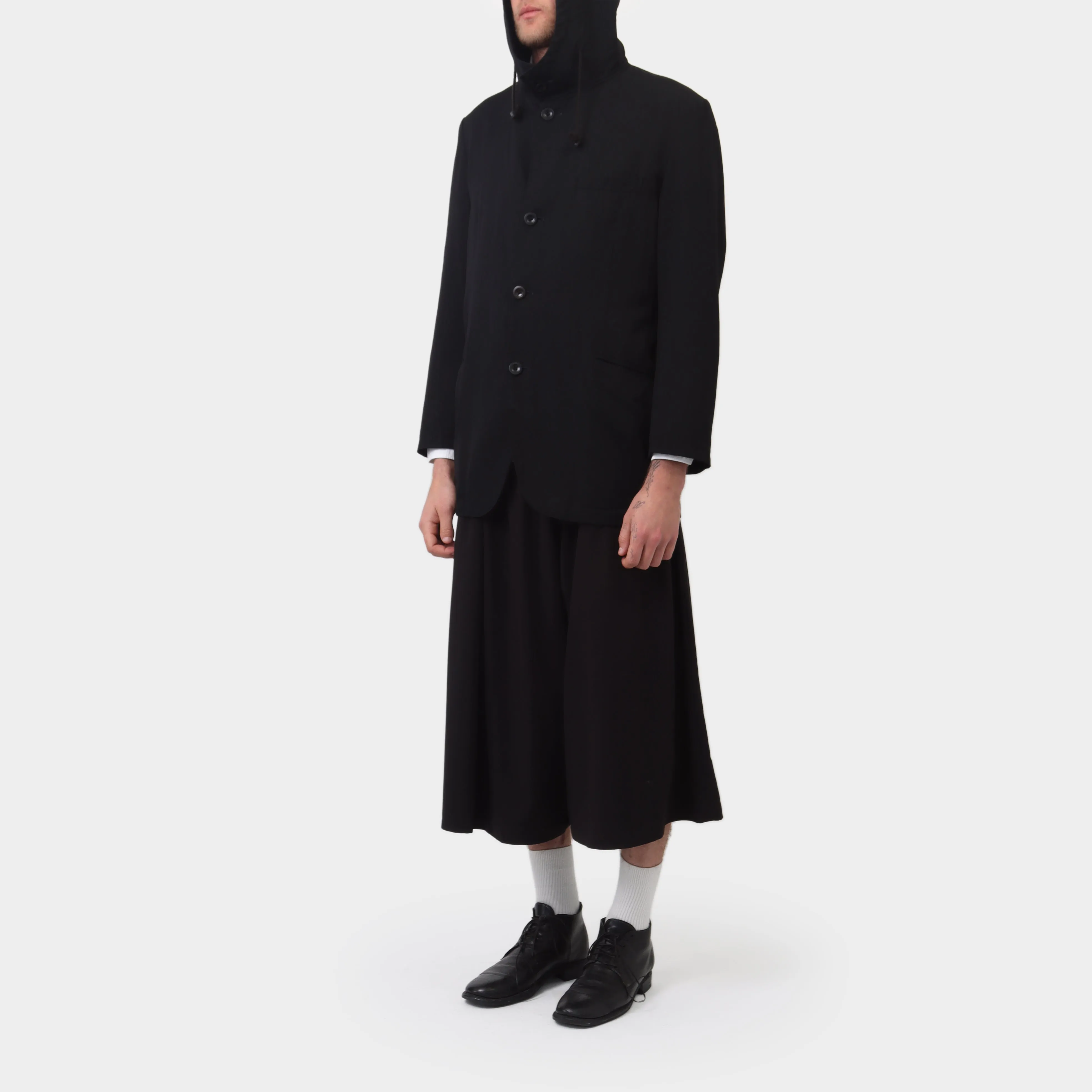 Y's Yohji Yamamoto Hooded Cotton / Wool Coat