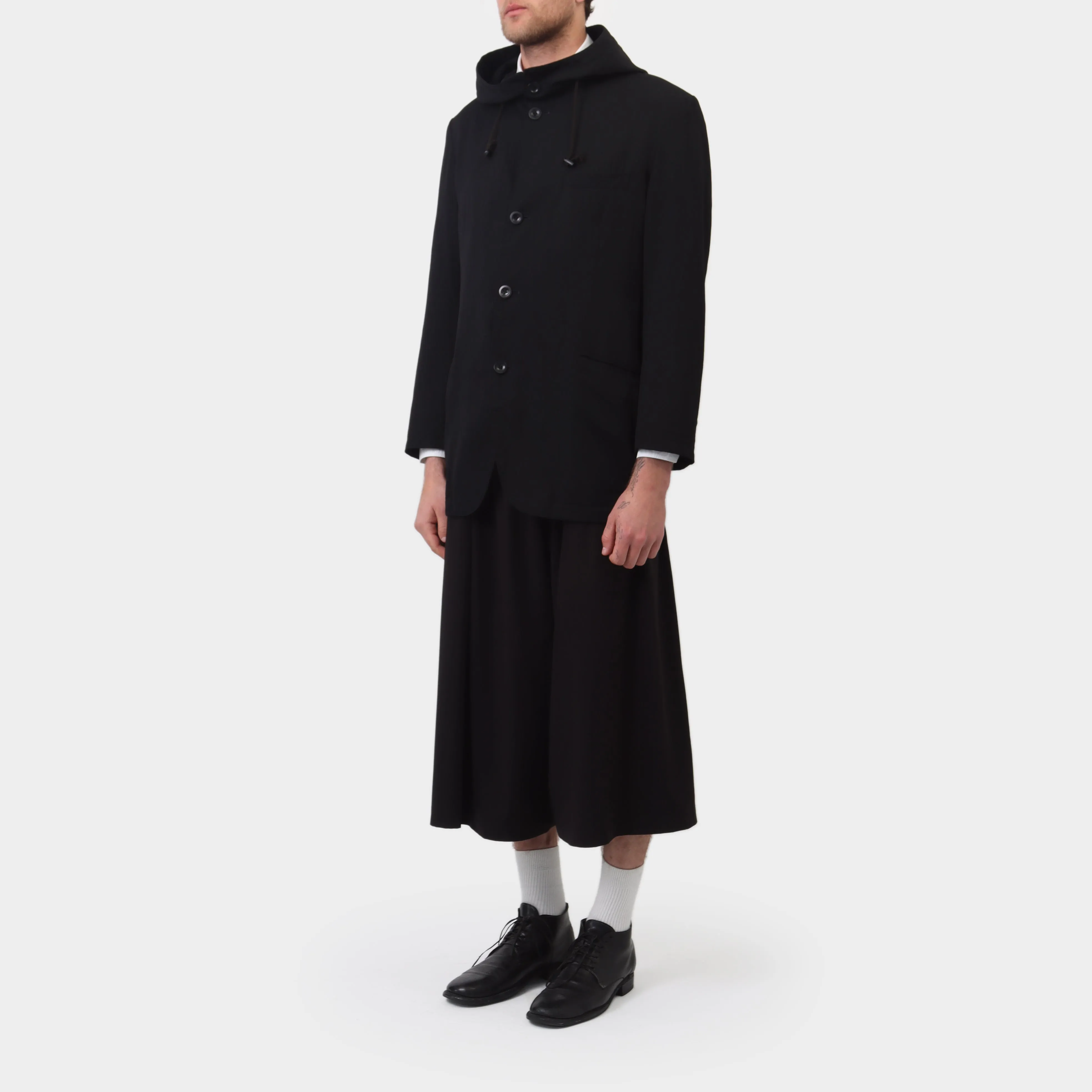 Y's Yohji Yamamoto Hooded Cotton / Wool Coat