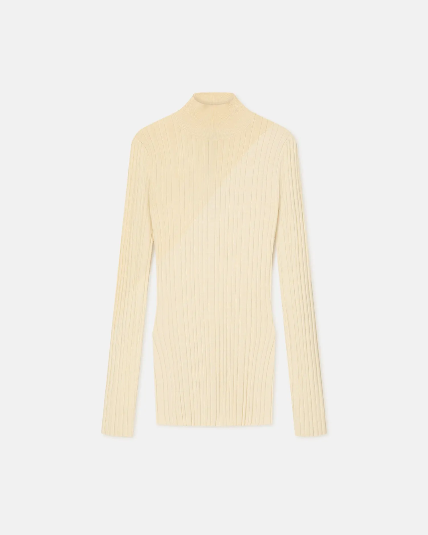 Zareen - Ribbed Merino Wool Turtleneck Top - Lime Yellow/Creme