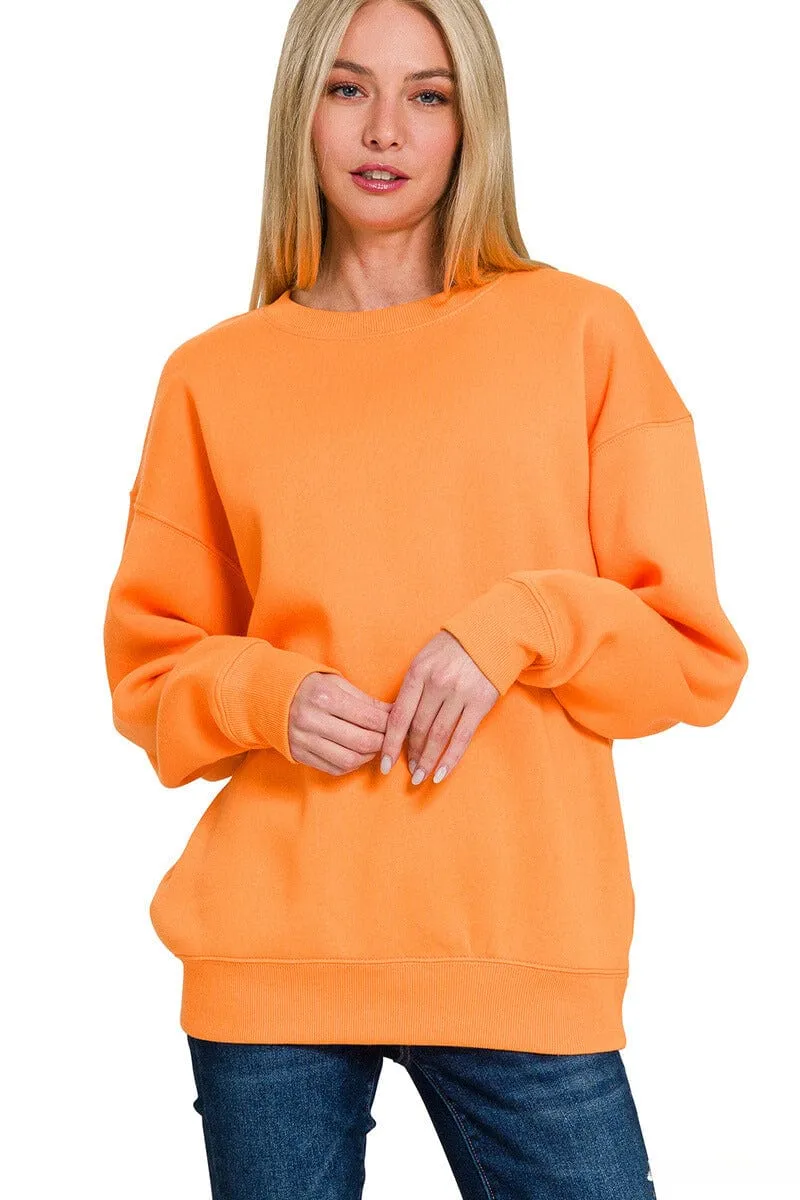 Zenana Basic Fleece Crew Neck Pullover Sweatshirt