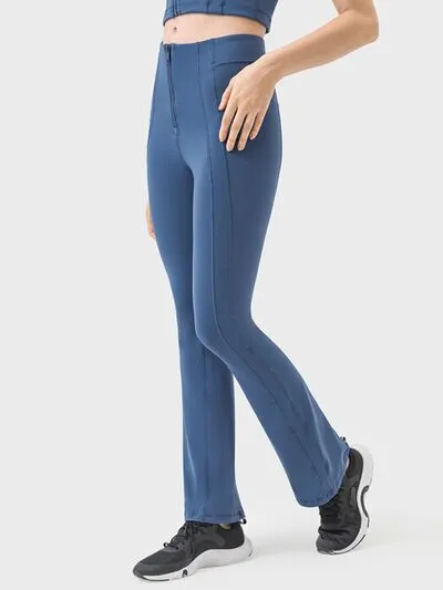 Zipper Detail High Waist Active Pants