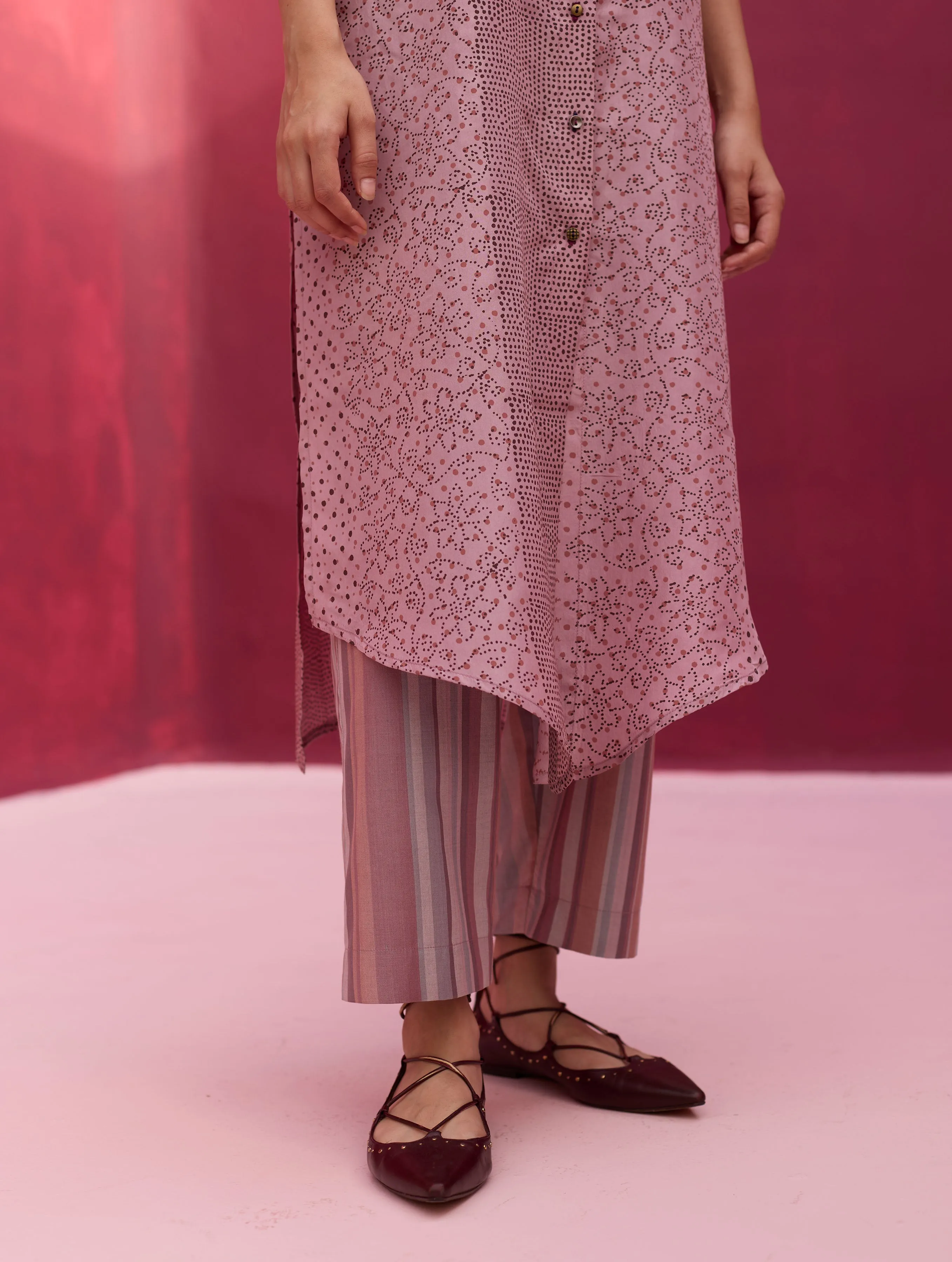 Zizara Block Printed Kurta Set - Lavender