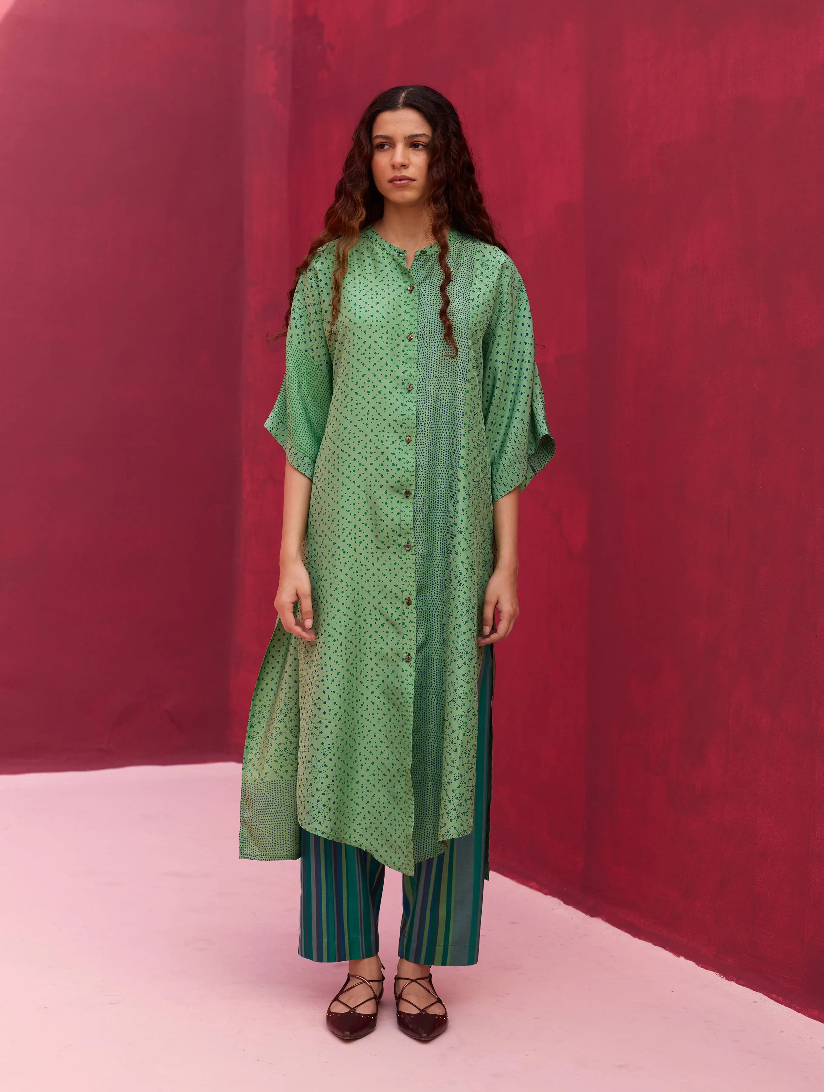 Zizara Block Printed Kurta Set - Peacock